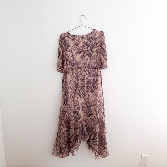 Sundance Lilac Springs Beige Floral Asymmetrical Midi Dress M or L - Picture 10 of 11